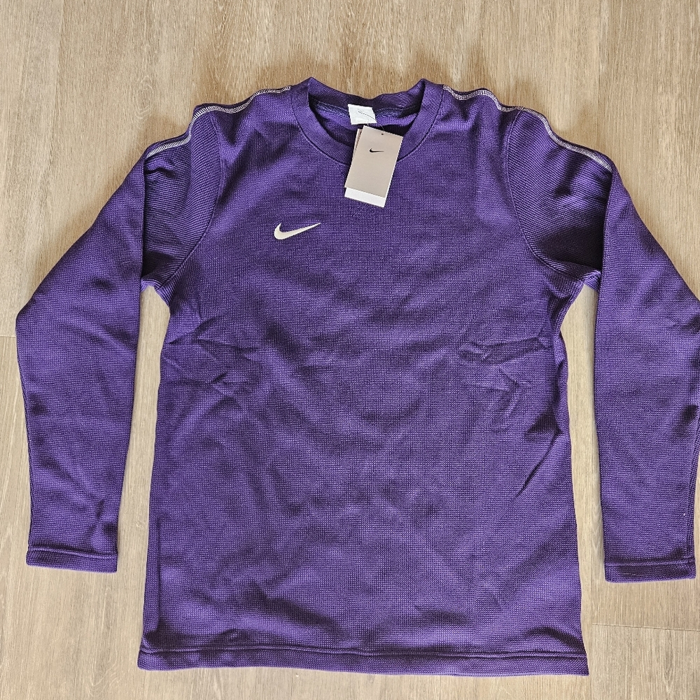 NWT Nike Coaches Waffle Knit Crew Top LS Sweater Purple FJ9547-513 Men's Size M